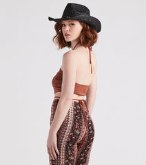 Western Flair Faux Suede Crop Top