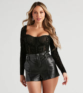 Sultry Sheer Flocked Velvet Bodysuit