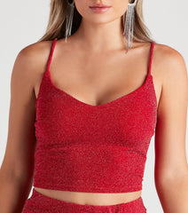 So Chic Glitter Knit Crop Top