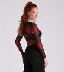 A Kiss On The Lips Mesh Crop Top