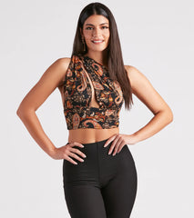 Pretty In Paisley Convertible Crop Top