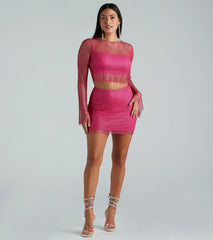 Party Mood Rhinestone Sheer Fishnet Top