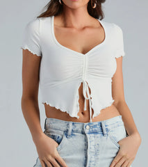 All I Want Ruched Slit Crop Top
