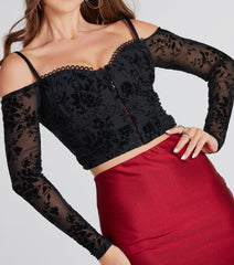 Send My Love Velvet Off-The-Shoulder Bustier