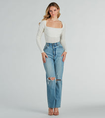 Revival Texture Knit Long Sleeve Bodysuit