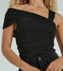 Cool Girl Status Off-The-Shoulder Mesh Bodysuit