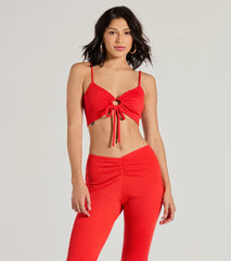 Looking Good Sweetheart Tie Front Crop Top