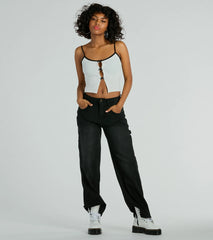 Feminine Flair Bow Cutout Crop Top