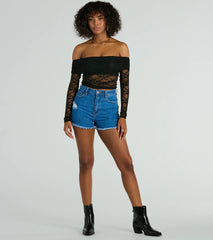 Sultry Aura Off-The-Shoulder Lace Crop Top