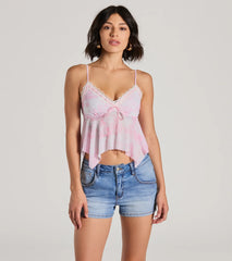 Stun The Scene V-Neck Lace Mesh Crop Top