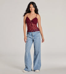 Sheerly Sultry V-Neck Lace Crop Top