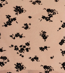 Romantic Allure Flocked Velvet Ditsy Floral Crop Top