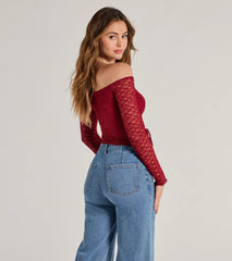 Trendy Babe Off-The-Shoulder Ruched Lace Top