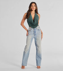 Sultry Flair Rhinestone Knit Halter Crop Top