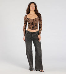 Certified Flirt Long Sleeve Corset Crop Top