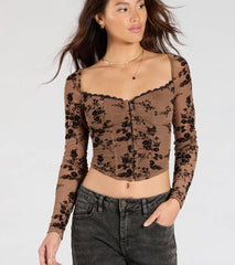 Certified Flirt Long Sleeve Corset Crop Top