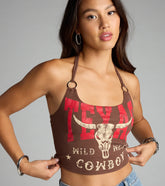 Western Hottie Wild Cowboy Graphic Crop Top