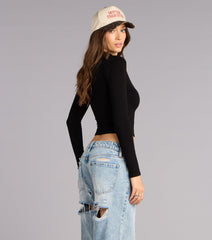 Ready To Move Mock Neck Zip Crop Top