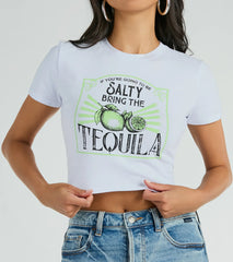 Bring The Tequila Short Sleeve Crop Graphic Tee