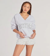 New York V-Neck Fleece Oversized Sweatshirt