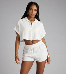 Casual Plans Button-Down Linen Top