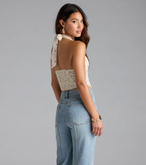 Catch My Sweetness Halter Floral Corset Top