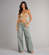Vintage Vibes Denim Lace-Up Bustier