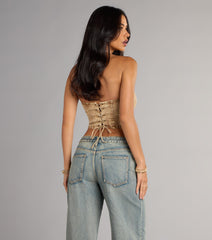 Vintage Vibes Denim Lace-Up Bustier