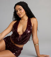 Turn The Flash On Sequin Crop Top