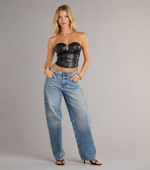 Lace-Up Allure Faux Leather Bustier Top