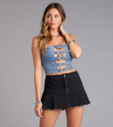 Locked In Denim Buckle Tube Top