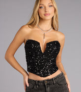 Dazzle Hour Strapless Corset Crop Top