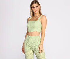 Take A Cue Eyelet Crop Top