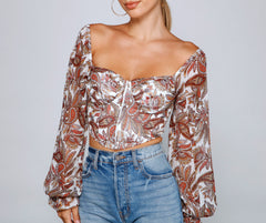 Lookin' Fresh In Floral Chiffon Crop Top