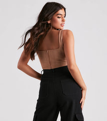 Slither In Style Faux Suede Snake Corset Top