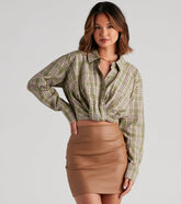 Cool And Classic Plaid Twist Top