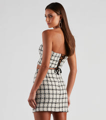 Plaid Princess Tweed Tube Top