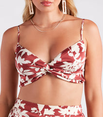 Major Muse Floral Satin Bra Top