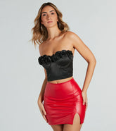 Dreamy Aesthetic Satin Rosette Bustier