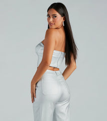 Put On A Show Metallic Strapless Corset Top