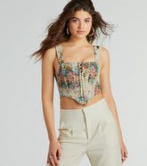 Fairytale Flair Lace-Up Floral Corset Top