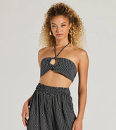 All Set Up Geometric Bandeau Halter Crop Top