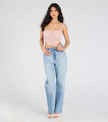 Beauty So Demure Lace-Up Corset Top