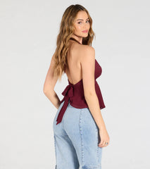 Chic Flowy Lace Chiffon Halter Top