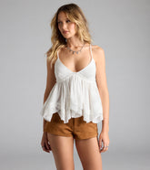 By The Beach V-Neck Halter Babydoll Crop Top