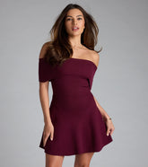 Sweet And Off-The-Shoulder Sweater Skater Dress