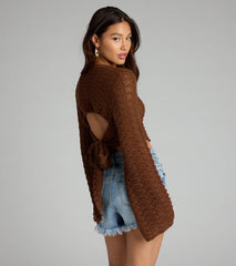 Tied Up In Vibes Crochet Sweater