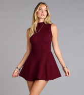 Effortlessly Chic Ribbed Knit Skater Dress