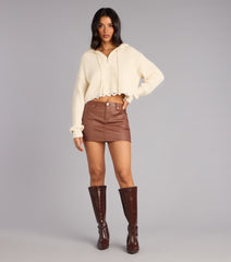 Keep It Chill Knit Crop Hoodie