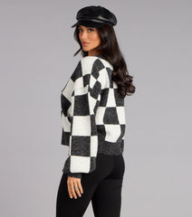 Checked Out Button-Up Cardigan